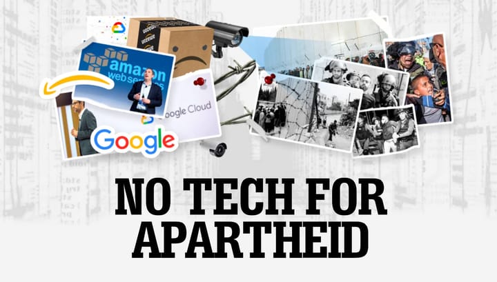 Imagem ilustrativa do movimento No Tech For Apartheid